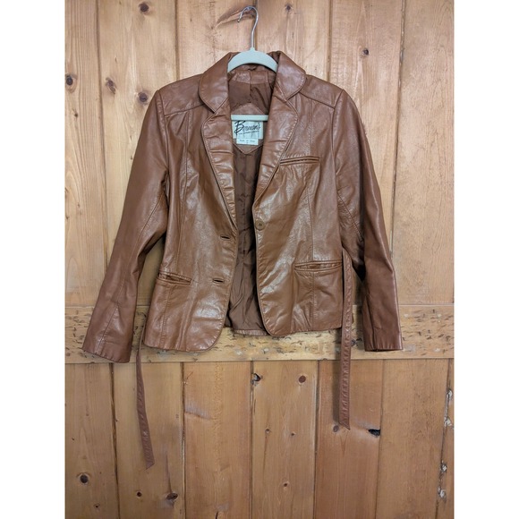 Berman'S Jackets & Blazers - Bermans Vintage Brown Leather Jacket Belted Style 2058 Womens 12